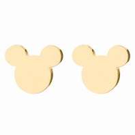 Dámské náušnice z chirurgické oceli, Mickey Mouse zlaté barvy